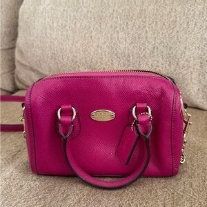 Coach Fuchsia Crossbody Bag with Gold Accents